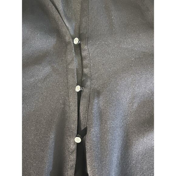 Elizabeth And James Silk Blouse Pearly Cuff Detail Black Size Medium - Picture 14 of 16